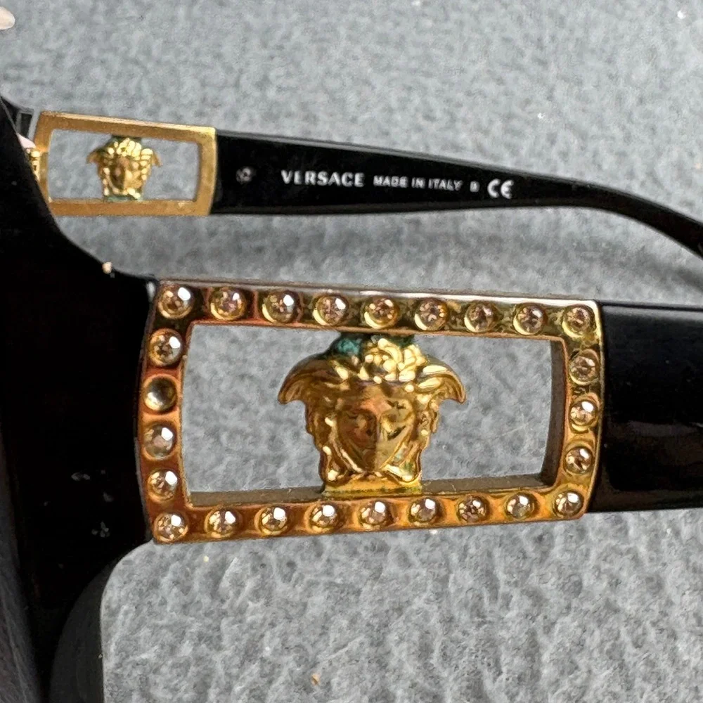 Versace 4212-B Medusa Crystal Sunglasses Black Gold Butterfly 57-16-135